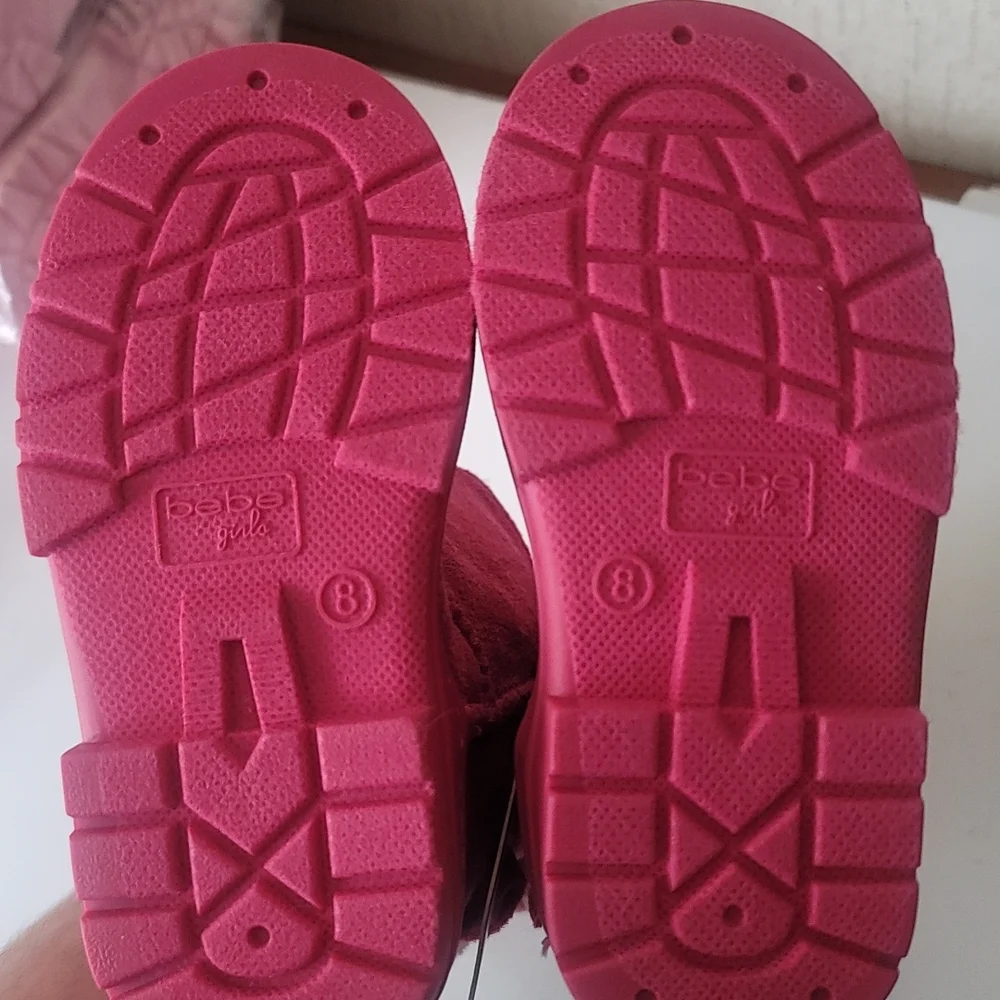 BEBE GIRLS BRIGHT PINK FAUX FUR BOOTS: NWT: TODDLER 8